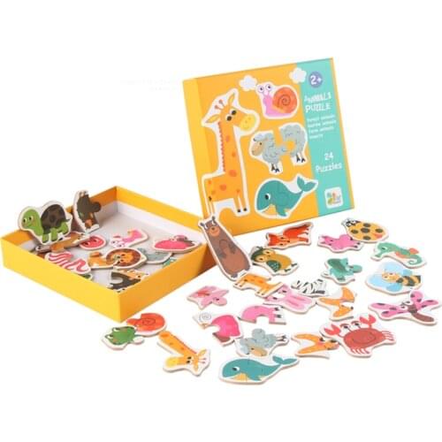 Montessori Game Early Educational Montessori Toys Puzzle Card Cartoon Traffic Animal Fruit Pair Matching Game Toys for Children