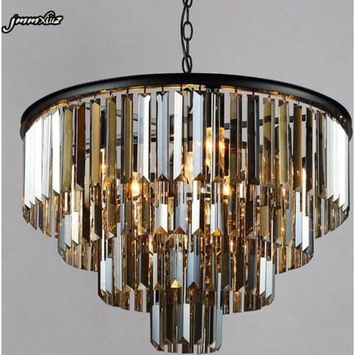 Jmmxiuz K9 crystal Smoky crystal gray modern crystal chandelier elegant suspension with us state lamps for Cafe Hotel restaurant