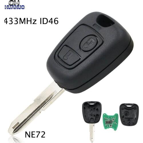 2 Button NE73 Blade Remote key For Peugeot 206 306 405 Transponder Key with PCB Battery with ID:46 chip 433MHZ