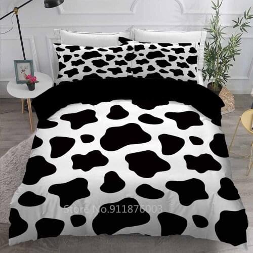 3 Pieces Cow Animal Bedding Sets 3D Print Duvet Cover Set Black White Bed Quilt Cover Twin Queen King Cover Set(No Sheets)