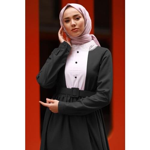 Lace Collar Button Detail Dress Turkey Muslim Fashion Hijab Islam Clothing Dubai Istanbulstyles 2021