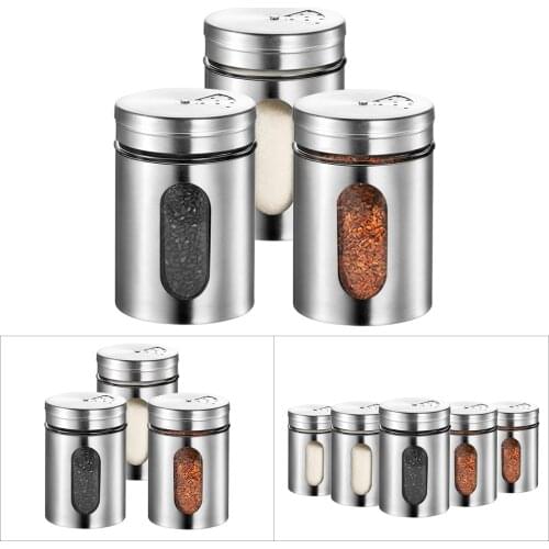 Kitchen Tools 3/5pcs Practical Stainless Steel Seasoning Condiment Jar Kitchen Spice Bottle Glass Seal Pepper Shaker Bottle