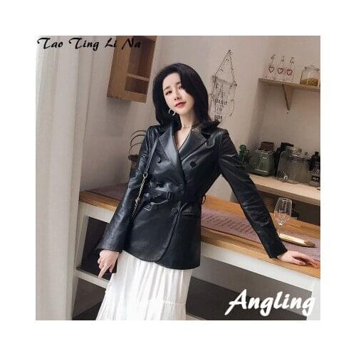 Top brand Spring 2020 Women Genuine Real Sheep Leather Jacket R24 high quality