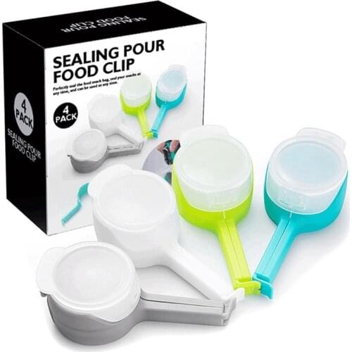 4Pcs Multifunction Plastic Bag Sealer Snacks Food Storage Bag Sealing Pour Clip Home Kitchen Plastic Seal Clamp Keep Fresh