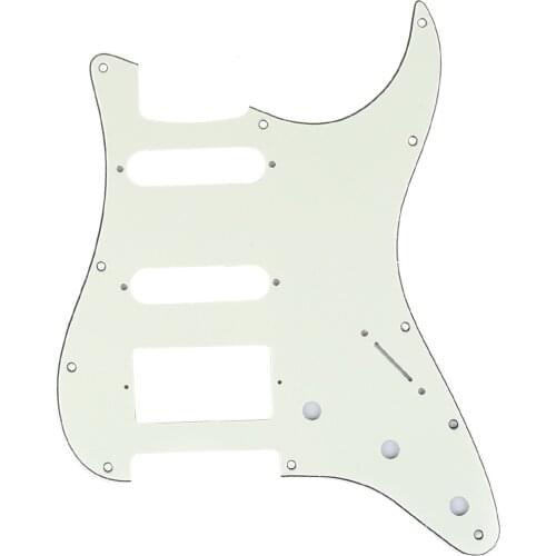 Musiclily Pro 11-Hole Modern Style Strat HSS Pickguard for American Stratocaster Guitar, 3Ply Ivory