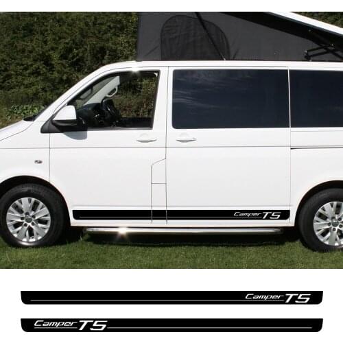 2PCS Car Body Side Skirt Stickers Stripes Graphics Vinyl Decals For Volkswagen VW Transporter Camper T5 Auto Decor Accessories