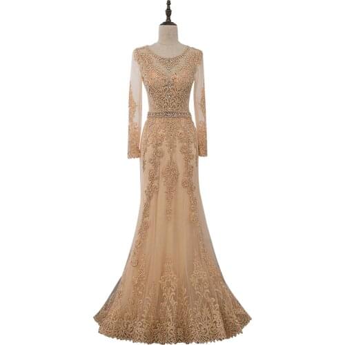 2020 new different color champange lace long O-neck Beading luckgirls Ruched Customizable fashion prom dress