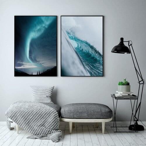 Poster Art Aurora Blue Ocean Nordic Posters and Prints Scandinavian Decor Wall Picture for Living Room Wall Art Canvas Print