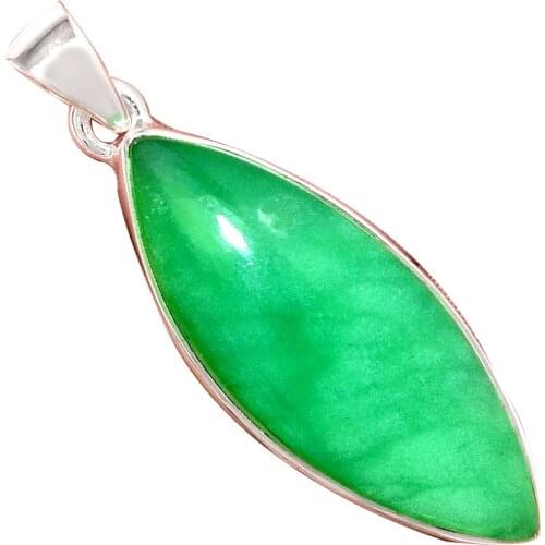 Genuine CHRYSOPRASE Pendant 925 Sterling Silver, Women Hand Made Fine Jewelry Gift