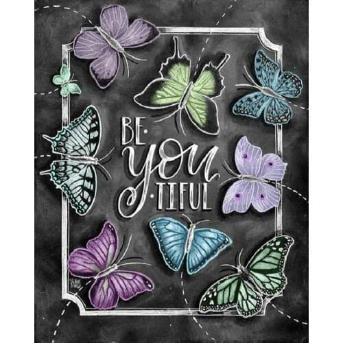 Full Square & Round 5d Diamond Painting Blackboard Butterfly Icon 40x50cm Home Decoration Sticker Diamond Embroidery 3d