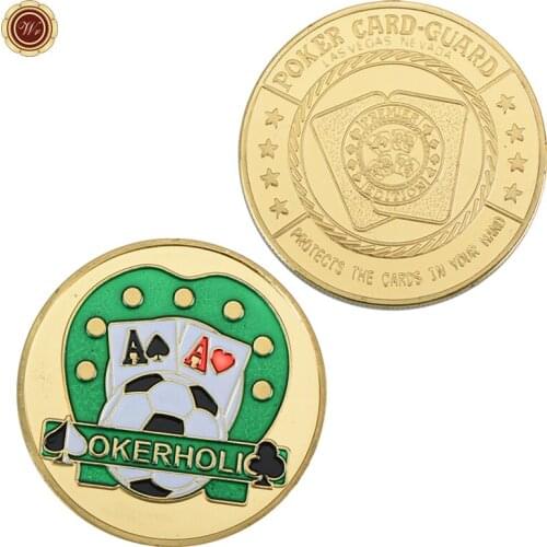 7PCS WR Chip Gold Plated Coins Collectibles Poker Chip Challenge Coin Las Vegas Casino Commemorative Coin Gift for Men Dropship