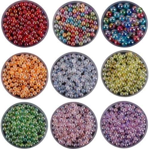6mm 8mm 10mm Rainbow AB Color Round Acrylic Beads Loose Spacer Beads For Jewelry Making DIY Bracelet Necklace