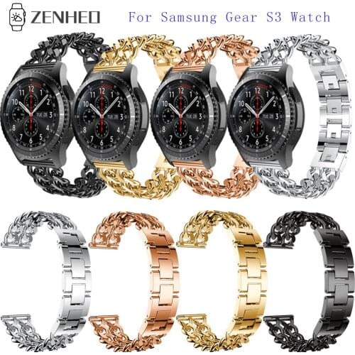 New 22mnm Alloy Watches Bands For Samsung Gear S3 Watch Bracelet Adjustable Replacement For Samsung Galaxy 46mm Watch Strap