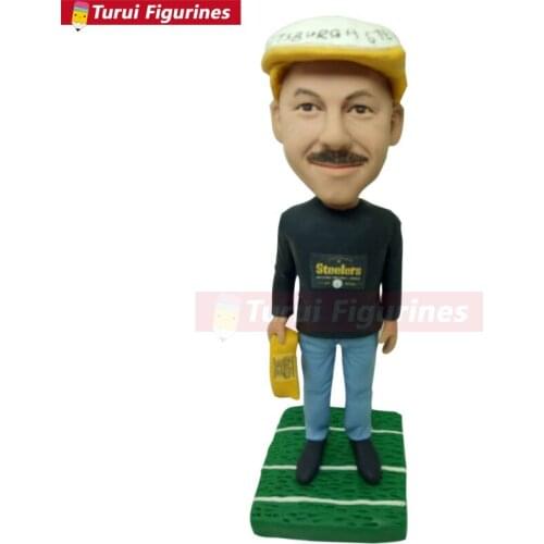 Sport game Custom Bobble Head Steelers Personalized Clay Figurines Birthday Cake Topper Husband Boyfriend Son