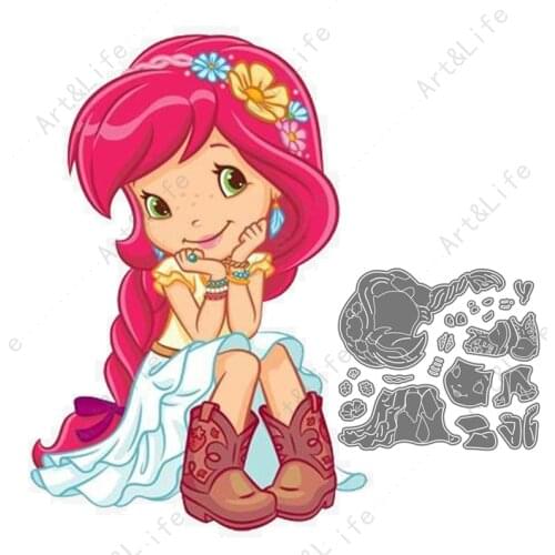 New Metal Steel Cutting Dies Cute Girl Strawberry Stencils for Making Scrapbooking DIY Album Paper Cards Embossing Die
