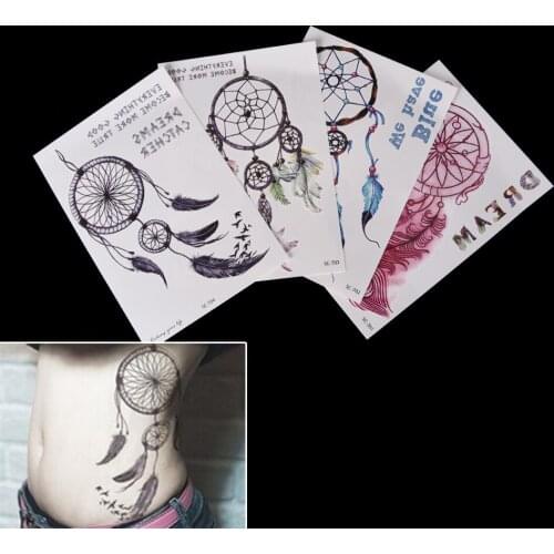 Waterproof Temporary Tattoo Stickers Body Art Makeup Tools Colorful Dream Catch Feather Design