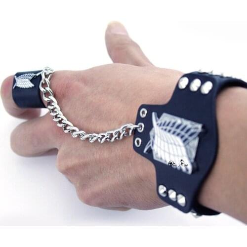 Anime Attack on Titan Japanese Leather Bracelet Cosplay Accessories Shingeki No Kyojin Props Scouting Legion For Men Women