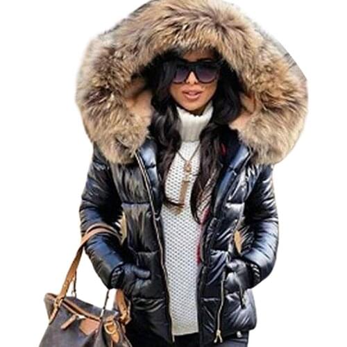 Cotton Padded Jacket 2020 Parkas Female Women Winter Coat Thickening Cotton Winter Jacket Womens Black Faux Fur Outwear Silm