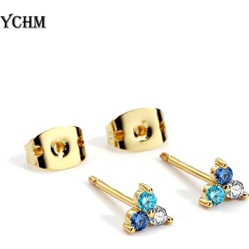 Blue Zircon Earrings For Women kpop Geometric earrings with Safety Pin Hypoallergenic Ear Rings Jewelry YCHM
