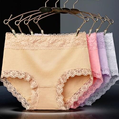 High Waist Women Panties Pure Cotton Soft Breathable Seamless Sexy Lace Womens Comfort Underwear Body Shaper Female Lingerie