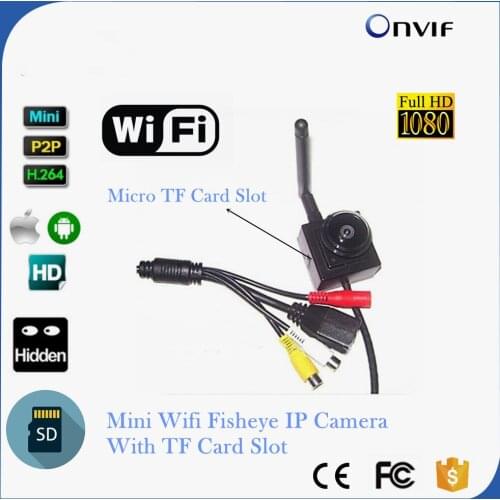 1.78MM Fisheye Lens 2.0MP Wide Angle Wifi Ip Camera Wireless With Micro Sd Card 1080P Surviallance HD IP Camera WIFI P2P Onvif