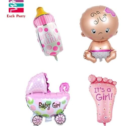 4pcs Mini globos foil balloons Baby Boy air Balloons 1th baby stroller ball for girl Birthday inflatable Party Decorations Kids