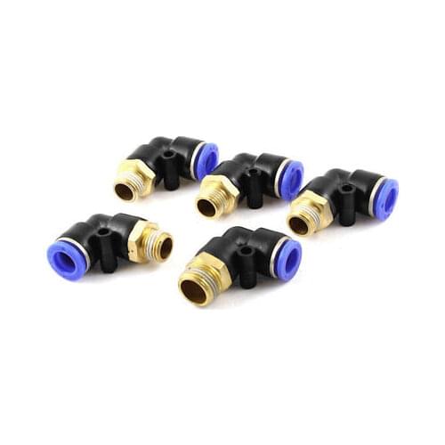 5Pcs 90 Degree Joint Pneumatic Quick Fittings Tube OD 10mm x 1/4 PT Thread