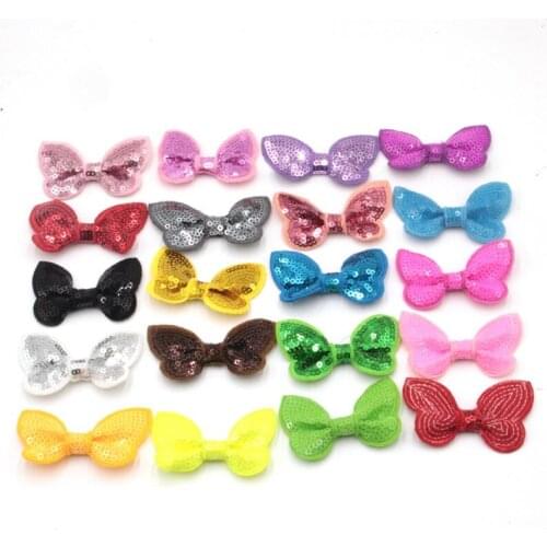 60pcs/lot Free Shipping Hair Flower without Clips Hair Accessories Sequin Bow for Headband DIY Hair Accessories
