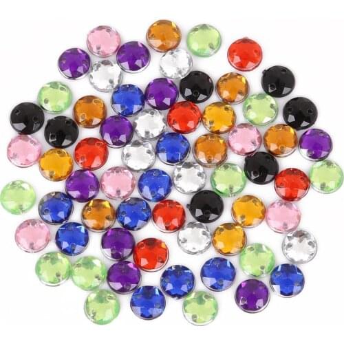 8mm Double Hole Flat Bottom Acrylic Drill Round Flat Crystal Beads Loose Rhinestone Multicolor DIY Decorative Sewing Accessories
