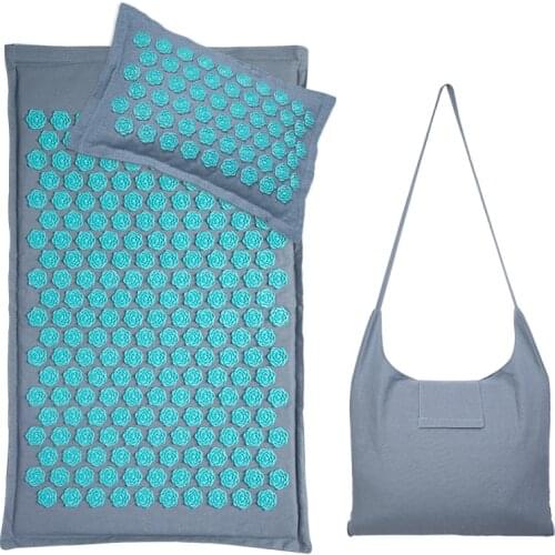 Lotus Spike Acupressure Mat 74*44cm Nature Linen Coconut Palm Massage Yoga Mat Sport Pillow Mat with Bag Cushion Accupucture Mat