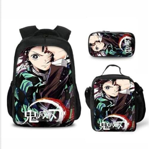 Anime Demon Slayer Kimetsu no Yaiba Backpack School Bag Nezuko Kamado Tanjirou Kamado School Bag Teenage Students Knapsack