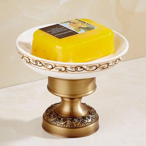 Antique Brass Soap Dishes Ceramic Dish Soap Holder Bathroom Accessories KD937