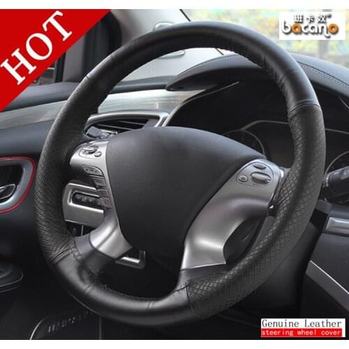 BACANO DIY Steering Wheel Covers/ soft Leather braid on the steering-wheel of Car With Needle and Thread Interior accessories