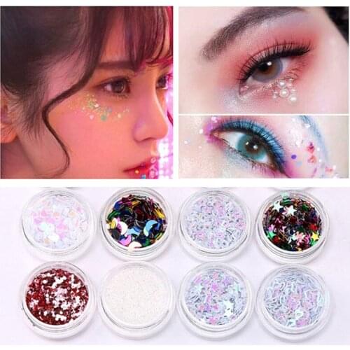 12 Colors Mixed Flake Eye Glitter Nail Glitter Face Eye Shadow Sequins Set Decorations Festival Body Dance Tools Makeup Kits