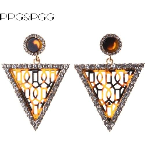 PPG&PGG Boho Big triangle Earrings Jewelry Women Acrylic Pendant Handmade Earrings Wedding Party Jewelry Accessory Wholesale