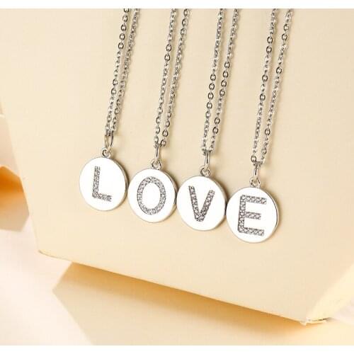 Trend Stainless Steel Chain Copper Silver Plated A-Z Letters Pendant Necklace For Women Female Alphabet Name Initial CZ Necklace