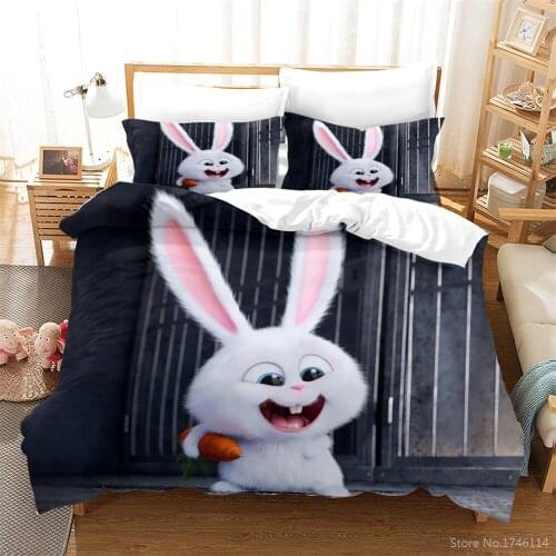 3D Lovely Pet Rabbit Animal Bedding Set Kids Cute Cartoon Duvet Cover Set Soft Quilt Cover Pillowcase Home Textile Bedclothes