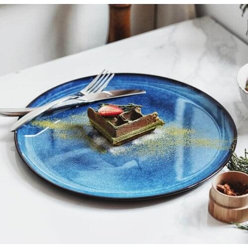 LUOKING 12inches Creative Ceramic Household Large Dish Hotel Western Restaurant Steak Flat Plate Seafood Salad Pasta Pizza Plate