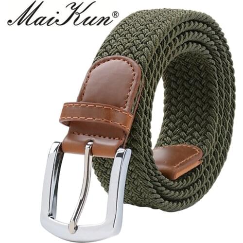 MaiKun Mens Belts for Men Metal Pin Buckle Elastic Male Belt Military Tactical Belt