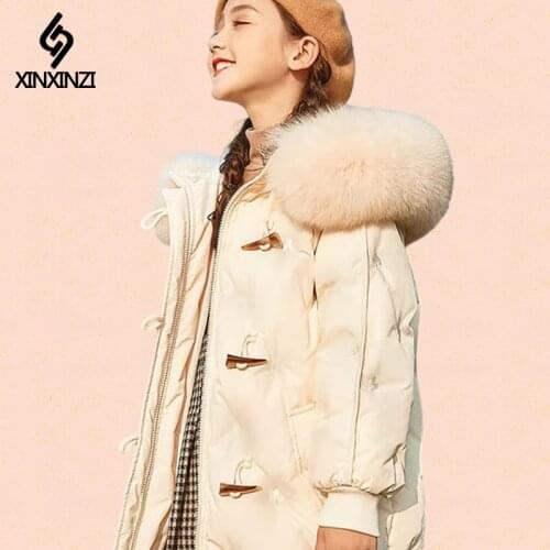 Teen Young Girls Warm Coat Winter Parkas Outerwear Teenage Outfit Children Kids Girls Fur Hooded Jacket for 5 6 8 10 12 Years