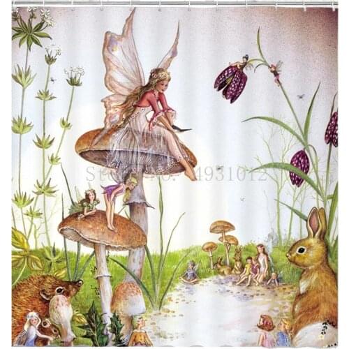 Cartoon Flower Elf Beauty Wing Girl Elf Animal Rabbit Blackout Curtain Bedroom Kitchen Living Room Decoration Home