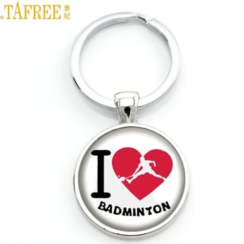 TAFREE Brand men women fashion I Love Badminton handmade keychain casual sports series jewelry key chain ring holder gifts SP333