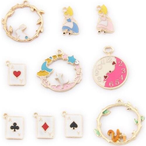 10PC New Arrival Enamel Cute Cartoon Charms KC Gold Color Diy Jewelry Accessories Fit for Bracelet Earring Making