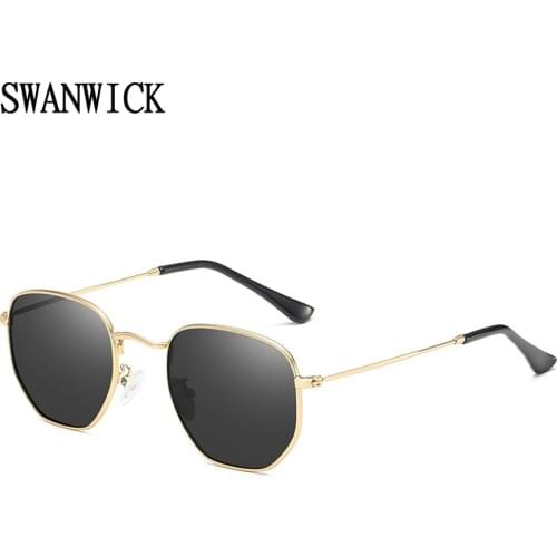 Swanwick vintage square sunglasses men polarized metal full frame polygon women blue mirror lens black Summer 2022 driving UV400