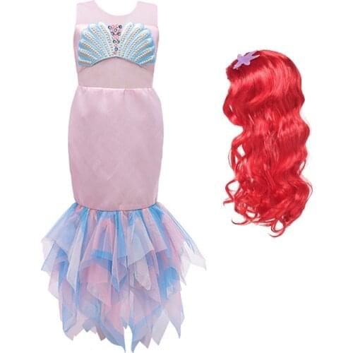 Baby Girls Mermaid Clothes Ariel Kids Dresses Princess Cosplay Halloween Christmas Costume