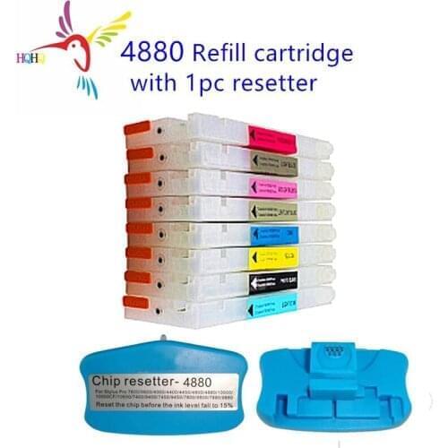 Empty Refillable Ink Cartridge and 1pc Chip Resetter For Epson Pro 4880 4800 Printer T6071-T6079 T5651-5659 Ink Cartridge