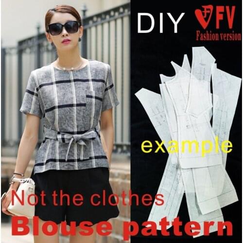 Clothing pattern womens short-sleeved round neck short-style shirt 1:1 cutting design drawing BXS-12