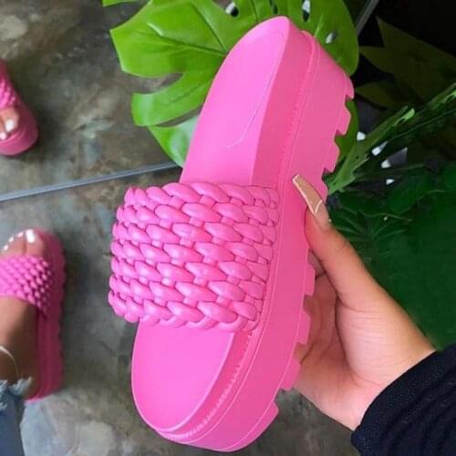 Brand Women Summer Party Shoes Slip On Fashion Sandals Women 2021 Weave Female Beach Shoes Women Sandals Summer Casual Footwear
