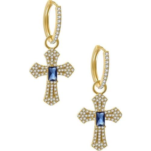 Cross Earrings 18K Gold Color Protection Jewelry Piercing Aretes Pendientes Ear Ring Oorbellen Jewelry 2021 Trend Brincos Bijoux