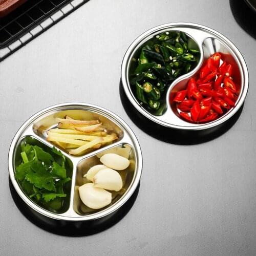 Steel Three/two Grid Seasoning Plate Childrens Mini Kitchen Cooking Toy Dollhouse Playhouse Physical Dish